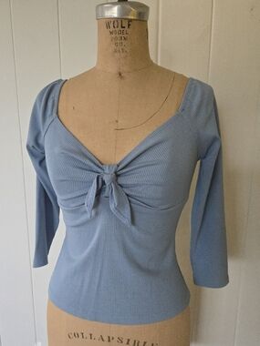 Vixen by Micheline Pitt Tie Me Up Top in Blue